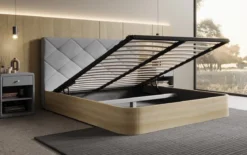 Designer Polsterbett Fiore Caro in Stoff mit Stauraum