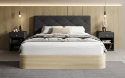 Designer Polsterbett Fiore Caro in Stoff mit Stauraum