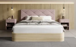 Designer Polsterbett Fiore Caro in Stoff mit Stauraum