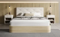 Designer Polsterbett Fiore Caro in Stoff mit Stauraum