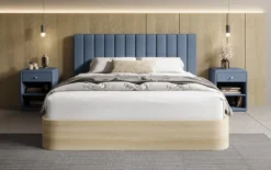 Designer Polsterbett Fiore Linea in Stoff mit Stauraum