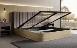 Designer Polsterbett Fiore Linea in Stoff mit Stauraum