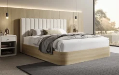 Designer Polsterbett Fiore Linea in Stoff mit Stauraum