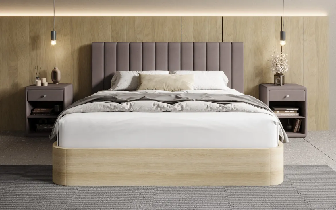 Designer Polsterbett Fiore Linea in Stoff mit Stauraum