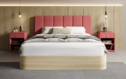 Designer Polsterbett Fiore Piano in Stoff mit Stauraum