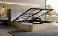 Designer Polsterbett Fiore Piano in Stoff mit Stauraum