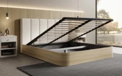 Designer Polsterbett Fiore Piano in Stoff mit Stauraum