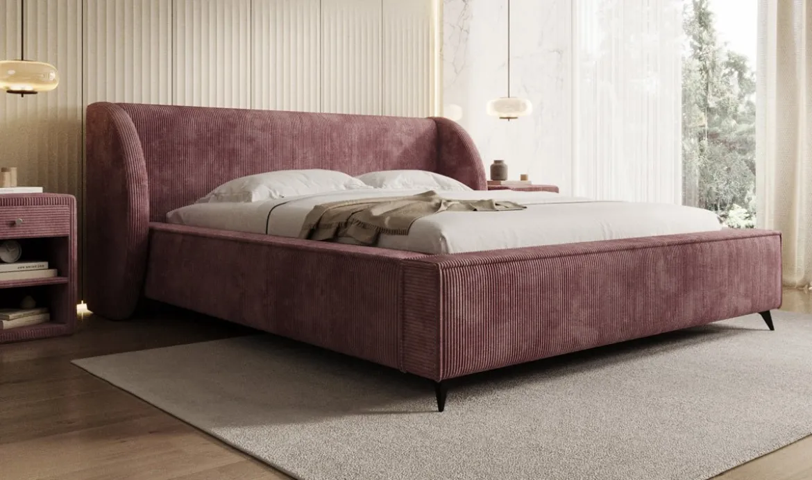 Designer Polsterbett Freya Cord mit Stauraum