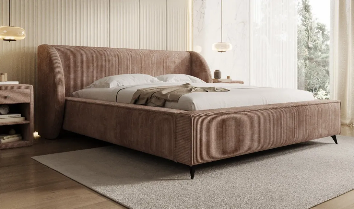 Designer Polsterbett Freya Cord mit Stauraum
