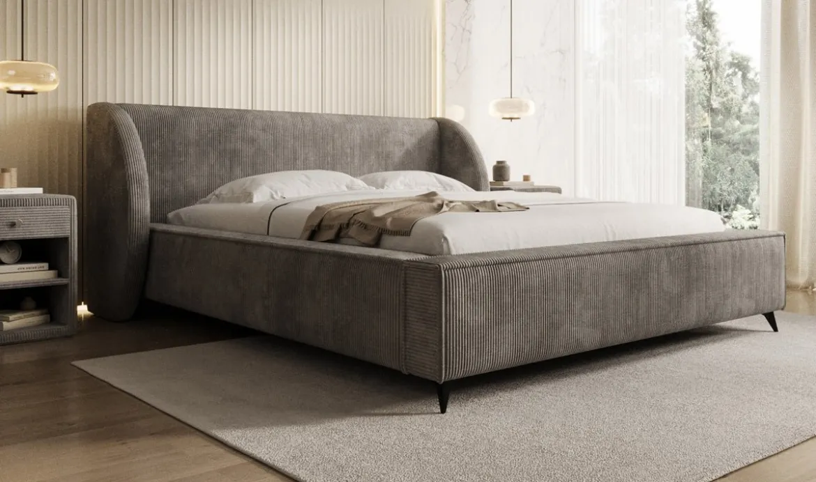 Designer Polsterbett Freya Cord mit Stauraum