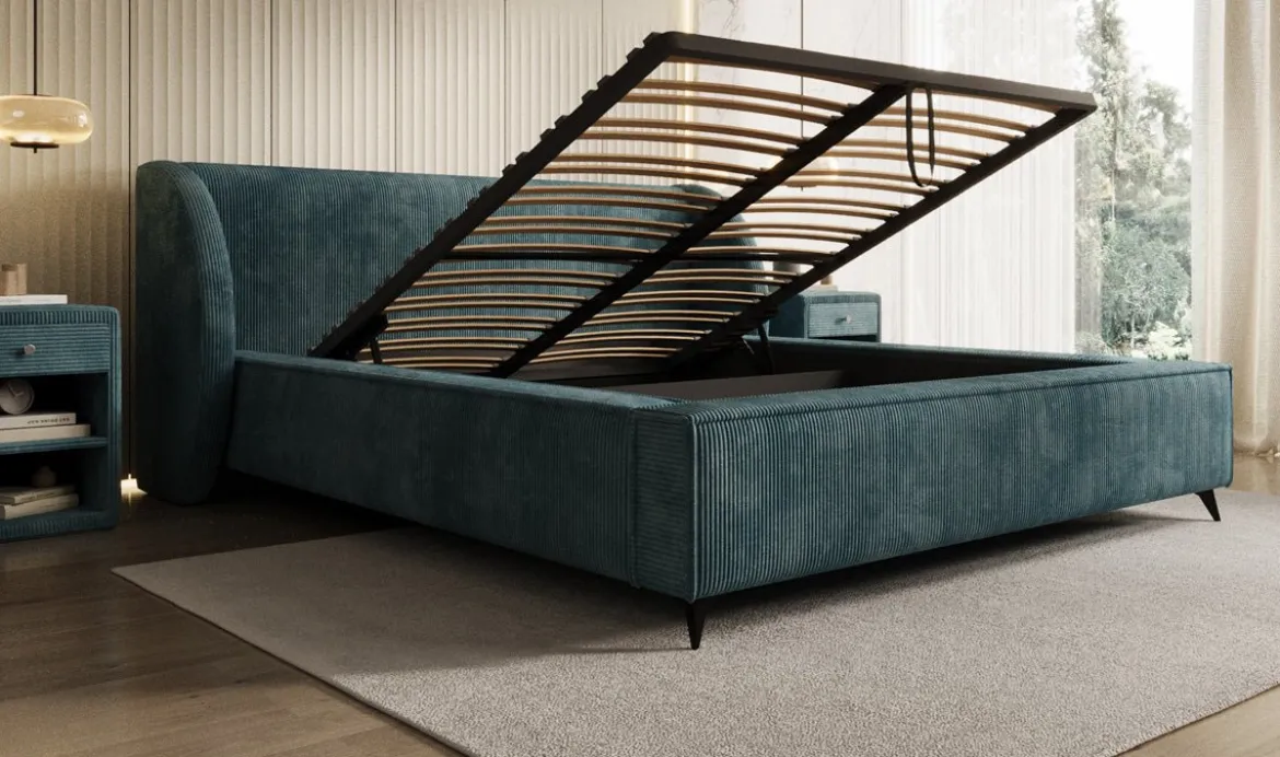 Designer Polsterbett Freya Cord mit Stauraum