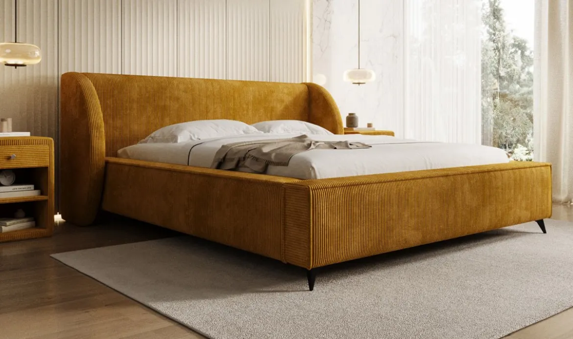 Designer Polsterbett Freya Cord mit Stauraum