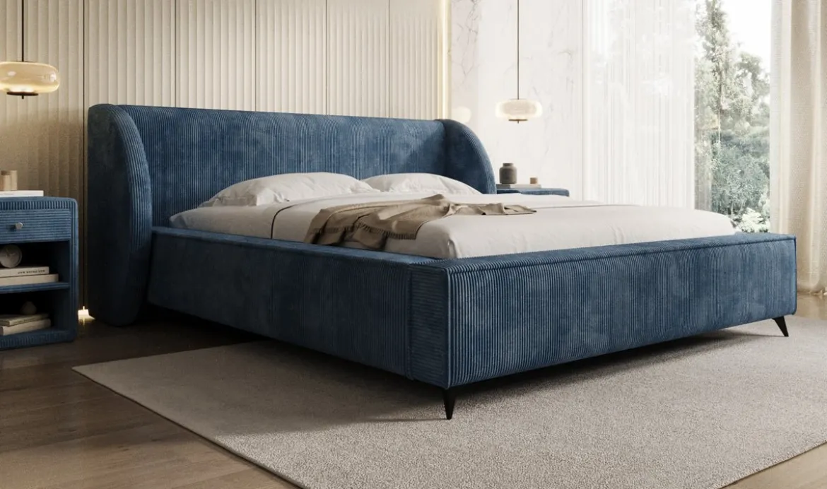 Designer Polsterbett Freya Cord mit Stauraum