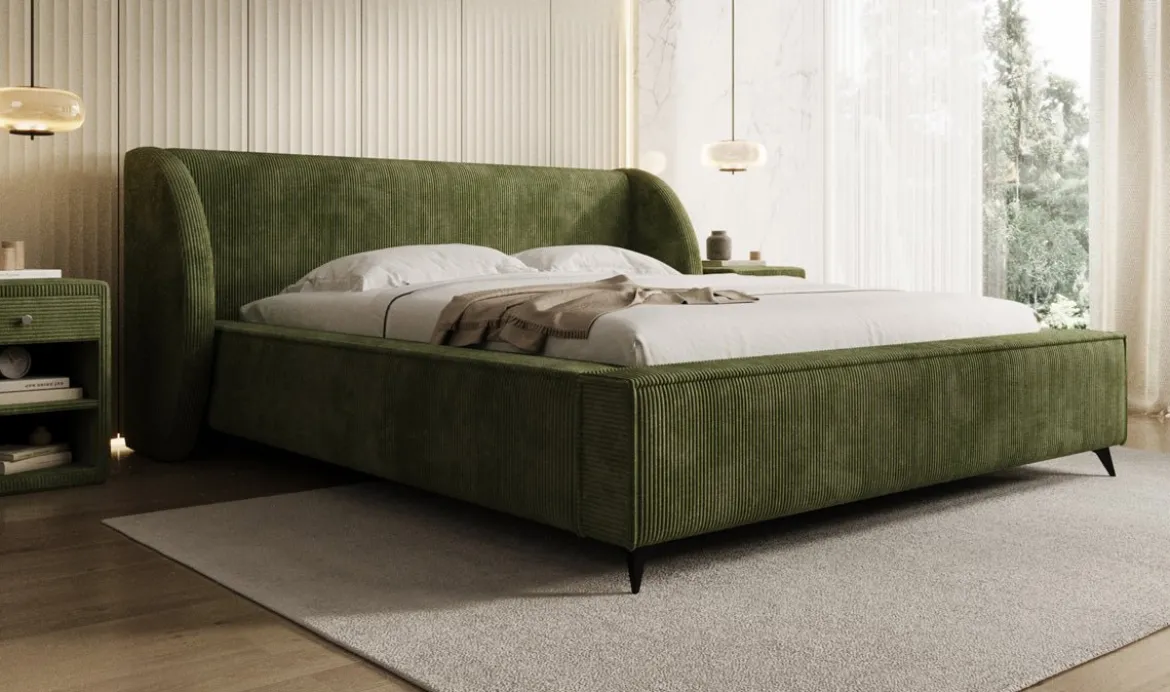 Designer Polsterbett Freya Cord mit Stauraum