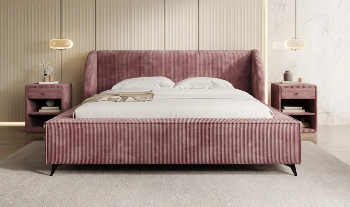 Designer Polsterbett Freya Cord mit Stauraum