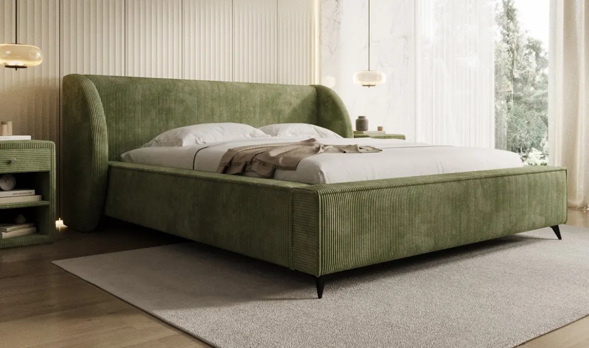 Designer Polsterbett Freya Cord mit Stauraum