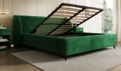 Designer Polsterbett Freya in Samt mit Stauraum