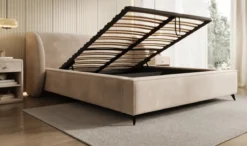 Designer Polsterbett Freya in Samt mit Stauraum