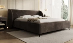 Designer Polsterbett Freya in Samt mit Stauraum