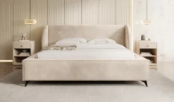 Designer Polsterbett Freya in Samt mit Stauraum