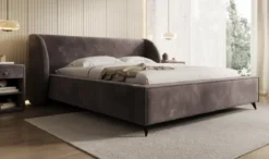 Designer Polsterbett Freya in Samt mit Stauraum