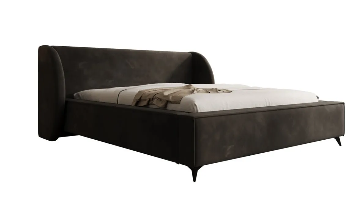 Designer Polsterbett Freya in Samt mit Stauraum