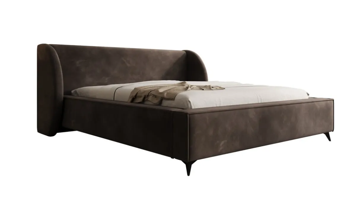 Designer Polsterbett Freya in Samt mit Stauraum