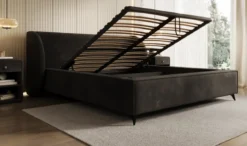 Designer Polsterbett Freya in Samt mit Stauraum