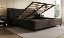 Designer Polsterbett Freya in Samt mit Stauraum