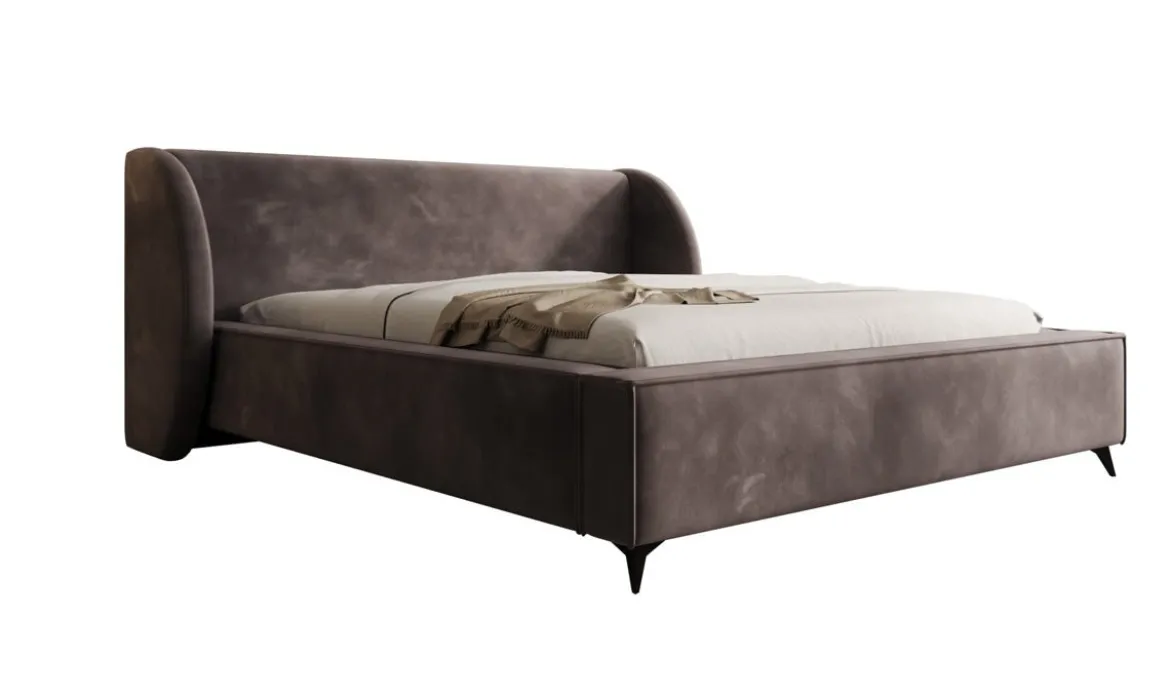 Designer Polsterbett Freya in Samt mit Stauraum