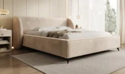 Designer Polsterbett Freya in Samt mit Stauraum