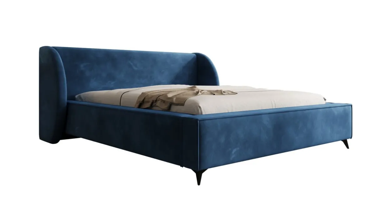 Designer Polsterbett Freya in Samt mit Stauraum