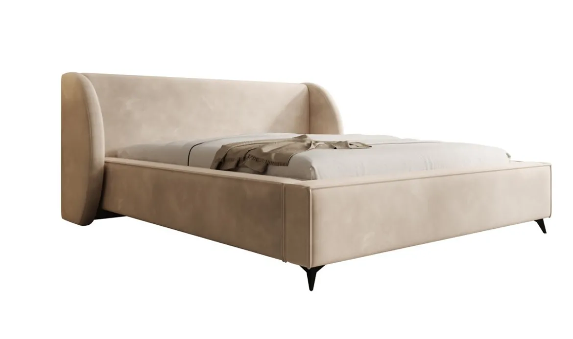 Designer Polsterbett Freya in Samt mit Stauraum