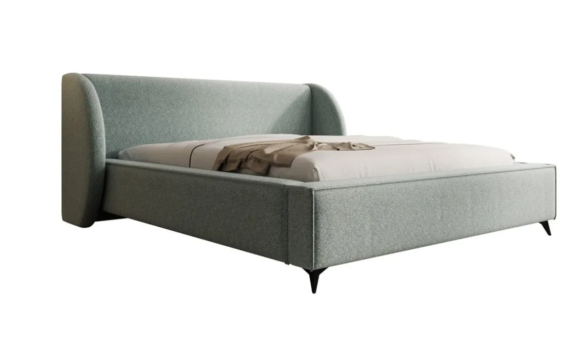 Designer Polsterbett Freya in Strukturstoff mit Stauraum