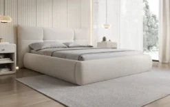 Designer Polsterbett Gioia in Teddy Bouclé mit Stauraum