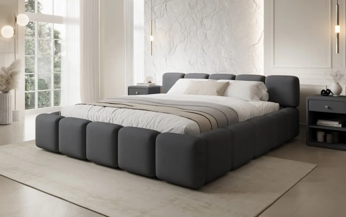 Designer Polsterbett Giulia Stoff mit Stauraum