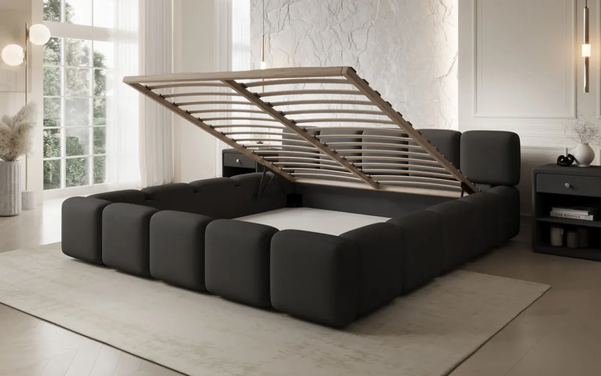 Designer Polsterbett Giulia Stoff mit Stauraum
