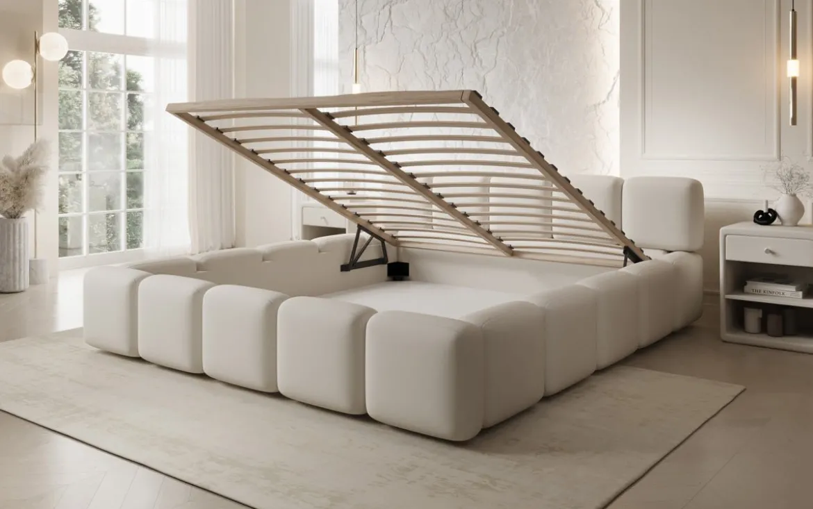 Designer Polsterbett Giulia Stoff mit Stauraum