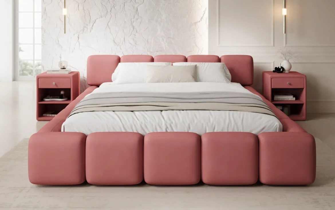 Designer Polsterbett Giulia Stoff mit Stauraum