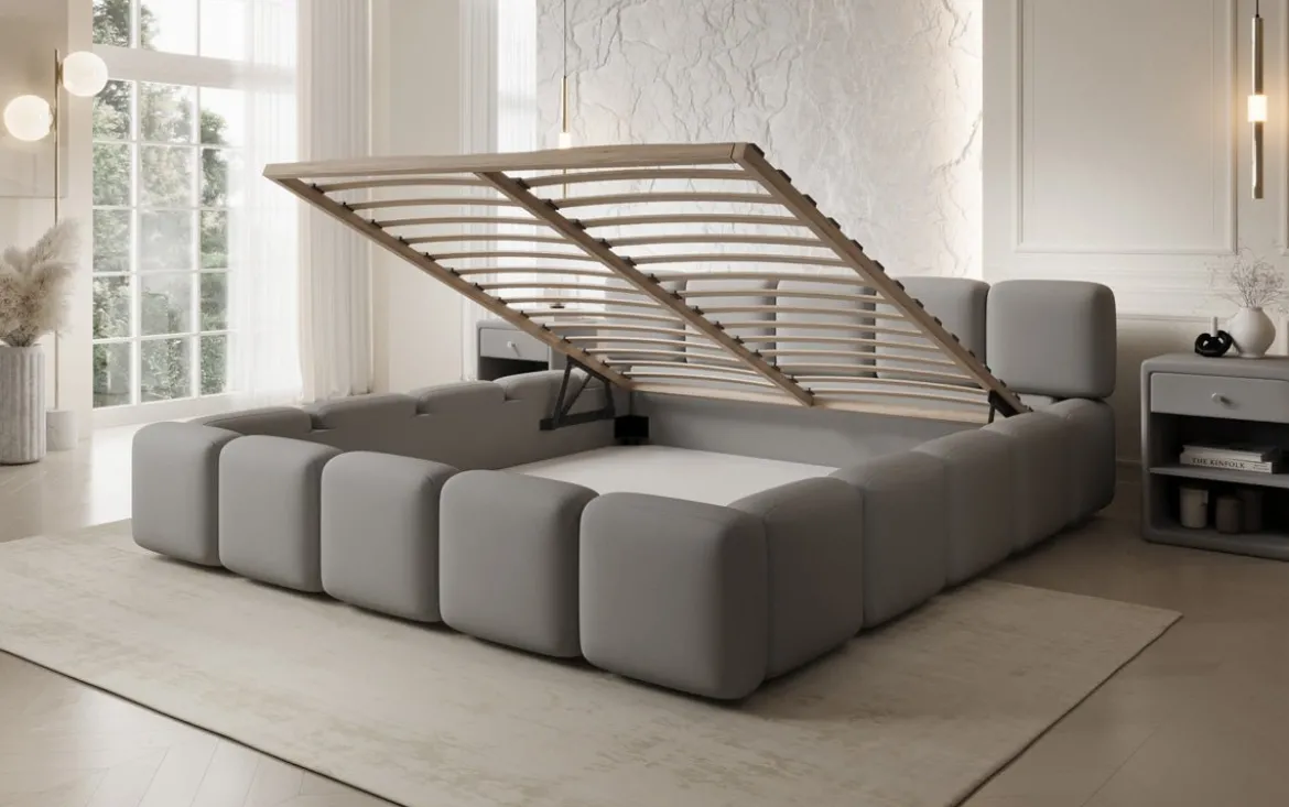 Designer Polsterbett Giulia Stoff mit Stauraum