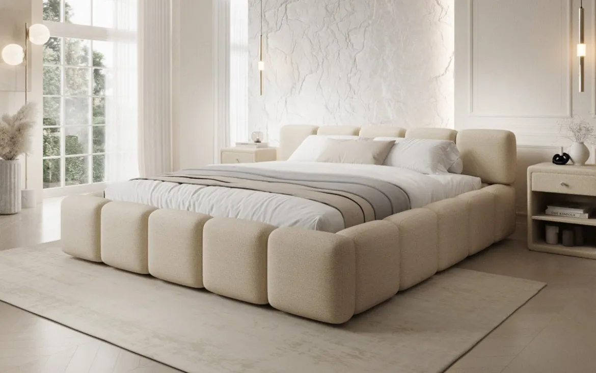 Designer Polsterbett Giulia Bouclé mit Stauraum