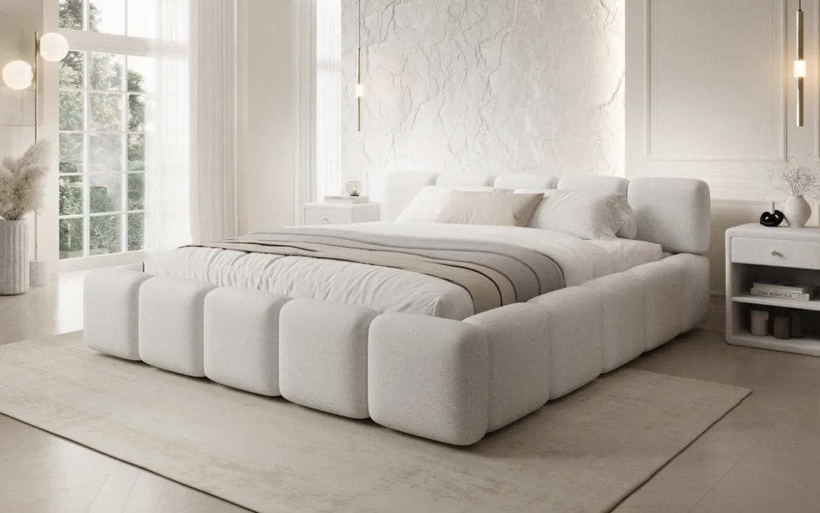 Designer Polsterbett Giulia Bouclé mit Stauraum