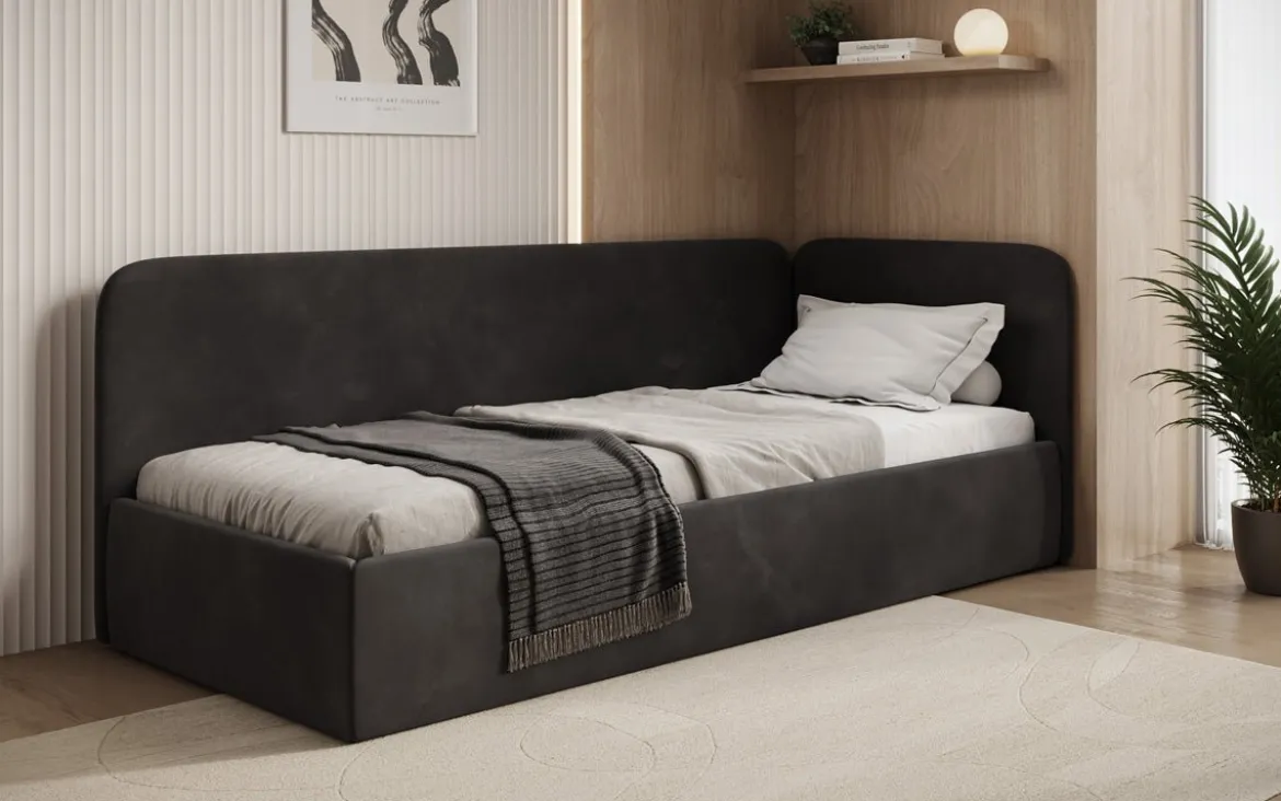 Designer Polsterbett/Gästebett/Sofa Cleo mit Stauraum