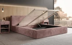 Designer Polsterbett Harmon in Cord mit Stauraum