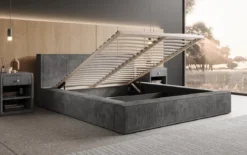 Designer Polsterbett Harmon in Cord mit Stauraum
