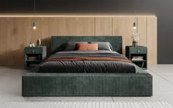 Designer Polsterbett Harmon in Cord mit Stauraum