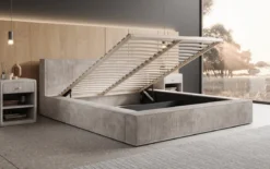 Designer Polsterbett Harmon in Cord mit Stauraum
