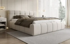 Designer Polsterbett Helena in Strukturstoff mit Stauraum