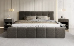 Designer Polsterbett Helena in Strukturstoff mit Stauraum