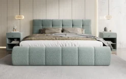 Designer Polsterbett Helena in Strukturstoff mit Stauraum